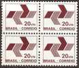 BRAZIL - BLOCK OF 4 DEFINITIVES POST OFFICE EMBLEM 1972 - MNH - Nuevos