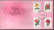 Fdc Australie 1982 Fleurs Roses Marjorie Atherton & Imp & Minnie Watson & Satellite - Rosen