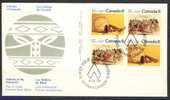 1975 Canada Cachet FDC Setenant Plate Block Of 4" SUBARCTIC INDIANS"off. Post Office Issue - 1971-1980