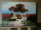 -  VILLAGE AFRICAIN . HUILE SUR TOILE SIGNEE . - Afrikanische Kunst