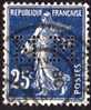 FRANCIA 1907 SEMINATRICE 25 CENT PERFIN "MM"  - PERFORED Stamps - Used Stamps