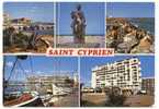 Saint Cyprien Plage. Le Port, La Statue Mailhol, La Plage, Les Résidences "Port Astoria, Catalunya, Roussillon Et Sables - Saint Cyprien