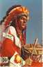 Famous American Indian Chief In Full War Costume And War Drum - Native Americans