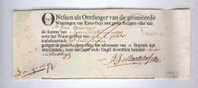 Document RECU 1768 - Ontvanger Der Waeteringen Van EYEN-SLUYS En REYGARS-VLIET (PERVYZE ?) Voor 9 Schelling   --  B0/931 - 1714-1794 (Austrian Netherlands)