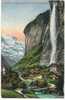 Schweiz/Suisse: AK Lauterbrunnen Mit Staubbach, Farblitho, 2 Scans - Lauterbrunnen