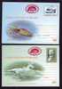 WHALE BALEINE- Hunting,2X Entier Postal Stationery 181,182/2003,PMK BUCHAREST  2003 RED RARE. - Baleines