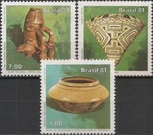 BRAZIL - COMPLETE SET MUSEUM DAY, INDIAN ART 1981 - MNH - Museums