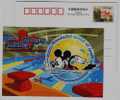 Swimming,Disney Mickey Mouse,China 2008 Wonderful World Of Sport Advertising Pre-stamped Card - Stripsverhalen