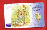 Japan Japon  Prepaidkarte -  Peter Rabbit  Hase  Lapin  Eule  Owl - Comics
