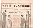 CATALOGUE DE MODE , AUX TROIS QUARTIERS, MODELES ET PATRONS - Fashion