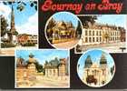 CPSM. GOURNAY EN BRAY. FONTAINE.INSTITUTION SAINT HILDEVERT.MAIRIE.PORTE PARIS....DATEE 1993 - Gournay-en-Bray