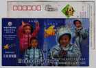 Rocket Launching,space,textile,China 2006 Wuxi Children Down Jacket Advertising Pre-stamped Card - Textil