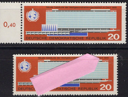 Abart 1966 WHO-Gebäude DDR 1178+I ** 50€ PF Feld 18 Genf Mit H In Genf Plus Vergleichsstück Error On Stamp Of Germany - OMS