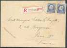 75 C. (paire) Obl. Sc SOIGNIES S/L. Recommandée De Mars 1925 Vers Paris. - 4371 - 1921-1925 Montenez Pequeño