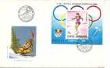 Enveloppe Fdc De Roumanie, Jeux Olympiques D' Albertvile, 1992, Patinage Artisique, Bf N°215 Oblitération Slalom - Storia Postale