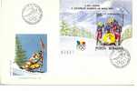 Enveloppe Fdc De Roumanie, Jeux Olympiques D' Albertvile, 1992, Bobsleigh, Bf N°216 Oblitération Slalom - Storia Postale