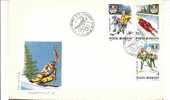 Enveloppe Fdc De Roumanie, Jeux Olympiques D' Albertvile, 1992, Luge, Hockey Sur Glace, Ski De Fond - Storia Postale
