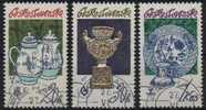 TCHECOSLOVAQUIE 2217 2218 2221 (o) : Porcelaine Tchèque Cafetière Vase Assiette Et Bougeoir - Used Stamps