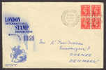 Great Britain London International Stamp Exhibition 1950 Cancelled 13 In Cross Block Of Four - Storia Postale