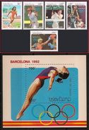 LAOS 1992 - OLYMPIC GAMES BARCELONA 92 - YVERT 1027-1031 + BF 119 - MICHEL 1296-1300 + BLOCK 142 - SCOTT 1058-1062 - Tennis