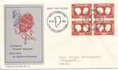 Greenland FDC In Block Of 4 Royal Wedding 10-6-1967 With Cachet Sent To Denmark - FDC