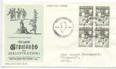 Greenland FDC Block Of 4 16-3-1961 DRUMDANCE With Cachet Sent To Denmark - FDC