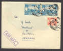 Burma Union Of, Violet Airmail Cancel Cover 1953 To Holstebro Denmark - Burma (...-1947)