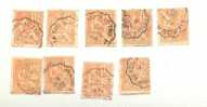 Lot  9 Timbres - Yv 117 - Mouchon Type II 15c Orange. Obl De Plusieur Villes - Oblitérés