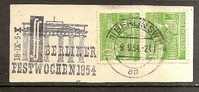 GERMANY - 1954 BERLINER FESTWOCHEN Printer Machine Postmark - Yvert # 33 - Kleist Park Pair Stamp On PIECE - Macchine Per Obliterare (EMA)