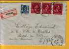 426+691 Op Aangetekende Brief Met Stempel NIVELLES - 1936-1957 Offener Kragen
