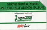 # ITALY 341 Nuovo Numero Verde Piu... (31.12.95) 5000   Tres Bon Etat - Openbare Reclame