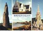 CPSM. BRIGNOGAN. LA MAIRIE MODERNE LA PLAGE DU BOURG. LE MENHIR " MEN MARZ". LE CLOCHER MODERNE DE L'EGLISE. DATEE 1971. - Brignogan-Plage