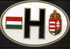 Hungría Sticker Para Automóvil. "H" Con Los Símbolos Nacionales (Bandera Y Escudo) - Automovilismo - F1