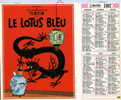 TINTIN. LE LOTUS BLEU / LES 7 BOULES DE CRISTAL. ALMANACH DES PTT 1987 OBERTHUR. Illustrations Recto-verso. Collection ! - Agendas & Calendarios