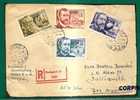 HUNGARY - VF 1956 REGISTERED FRONT COVER -BUDAPEST To SALLIQUELO, ARGENTINA-Yvert # 1144-1147-1148-1149-Savants Hongrois - Covers & Documents
