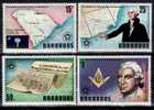 US Bicentenaire, Barbados Sc440-3 US Bicentennial, George Washington, Map... - Independecia USA