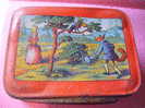 Boite Tole  Damoiseau -17.5x13 Fables Fontaine -corbeau Et Le Renard- Le Loup Et L´agneau- La Cigale Et La Fourmi Etc..- - Alcohols