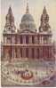 St. Paul's Cathedral London, Artist Brian Gerald Watercolor On Valentine & Sons Vintage1920s/30s Postcard - St. Paul's Cathedral