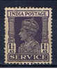 IND+ Indien 1939 Mi 108 Dienstmarke - 1936-47 Koning George VI