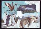 PINGOUINS PENGUIN ,ANTARTICA BLOCK,1990,MNH,BRASIL. - Penguins