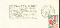 1965 France  15 Chaudes Aigues  Thermes  Terme Thermal   Sur Lettre - Bäderwesen