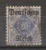 Allemagne, WURTEMBERG, Yvert N° 133, 20 Pf, Bleu, Surchargé "DEUTSCHES REICH"; Obl ,TB , Cote 10 Euros - Usati