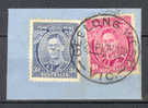 Australia 1939 SG 168 Die II + 175 3d Blue & 1s.4d. Pale Magenta King George VI Piece W. Deluxe GEELONG WEST VIC. Cancel - Used Stamps