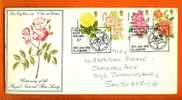 UK 1976 FDC With Address Roses 711-714 (little Damaged) - 1971-1980 Em. Décimales