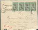 N°66(4) 15 Centimes En Bande De 4 Obl. Sc KINSHASA S/L. Recommandée Du 17 Janvier 1921 Vers Paris - 4431 - Briefe U. Dokumente