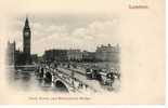 LONDON Clock Tower And Westminster Bridge Cpa Animée - River Thames