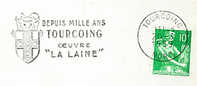 France : Obl /lettre Tourcoing Tissu Laine Wool Textile Blason - Textiles