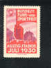 1930 Allemagne  Aussig Stadion  Vignette Label Avec Charniére Gymnastique  Gymnastics Ginnastica - Gymnastique