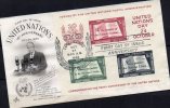 Weltverband 10 Jahre UNO New York Block 1 Im Typ I SST 250€ Offizieller FDC Wappen Blocchi Charta Sheet Bf United Nation - Covers