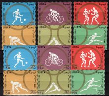 Olympiade Tokio 1964 Perf. LIBYAN 166/1+ZD Aus Block 8 ** 24€ Boxen Fußball Hürden Radsport Sprung Bloc Bf Olympics - Salto De Trampolin